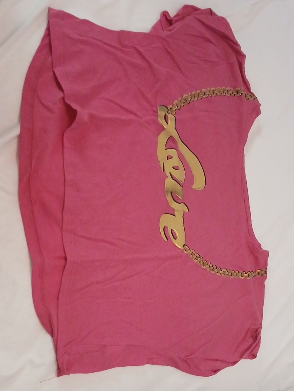 Pink Womens Graphic Tee with Gold Script